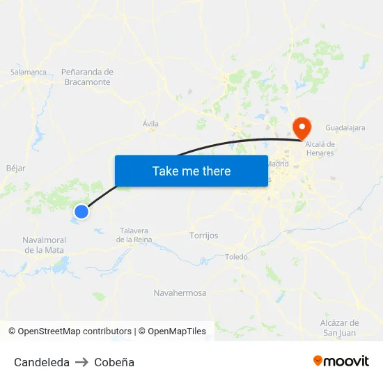 Candeleda to Cobeña map