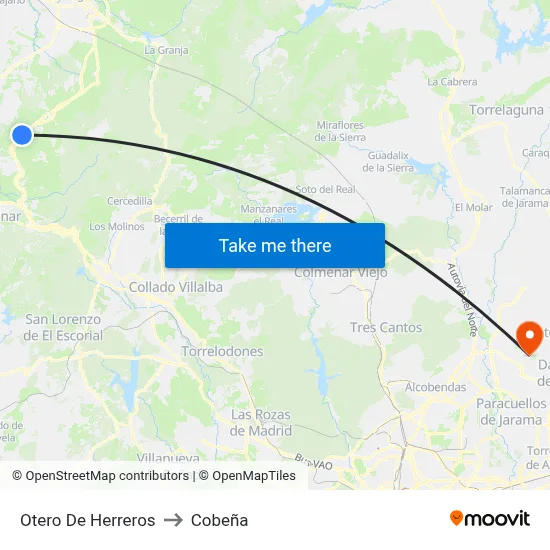 Otero De Herreros to Cobeña map
