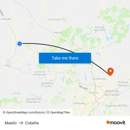 Maello to Cobeña map