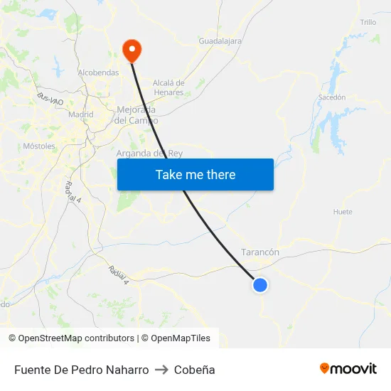 Fuente De Pedro Naharro to Cobeña map