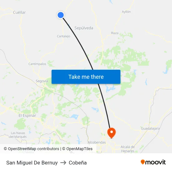 San Miguel De Bernuy to Cobeña map