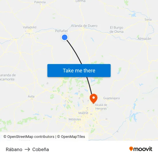 Rábano to Cobeña map