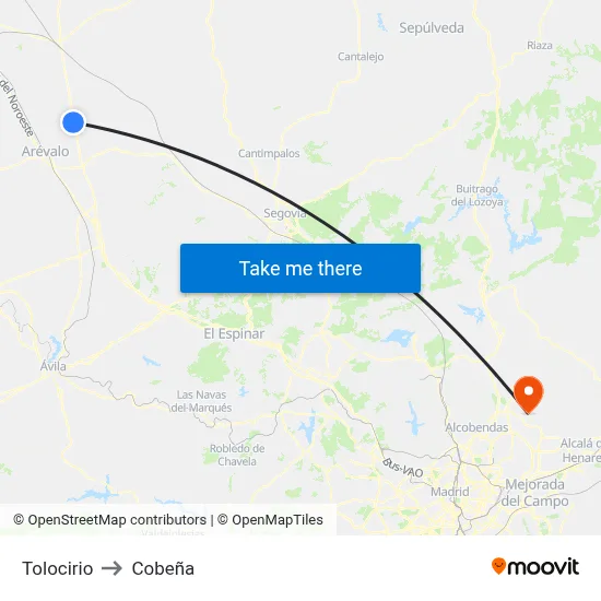 Tolocirio to Cobeña map