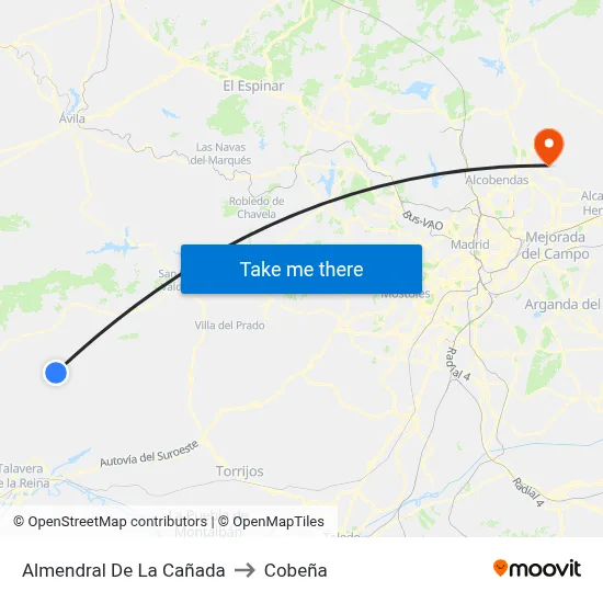 Almendral De La Cañada to Cobeña map