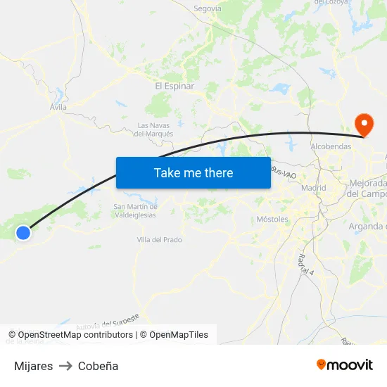 Mijares to Cobeña map