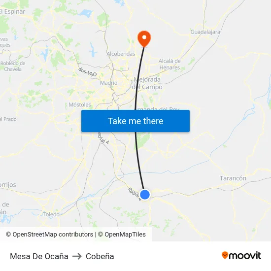 Mesa De Ocaña to Cobeña map