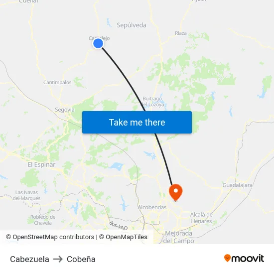 Cabezuela to Cobeña map