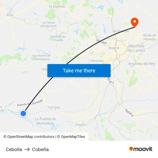 Cebolla to Cobeña map