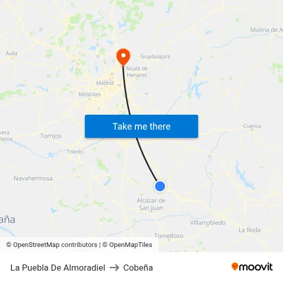 La Puebla De Almoradiel to Cobeña map