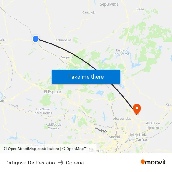 Ortigosa De Pestaño to Cobeña map
