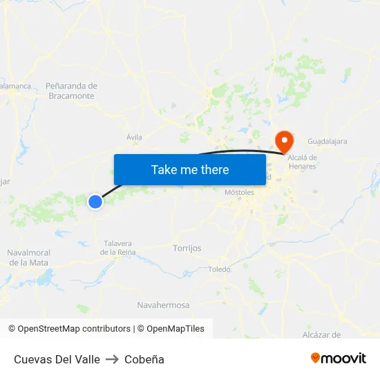 Cuevas Del Valle to Cobeña map