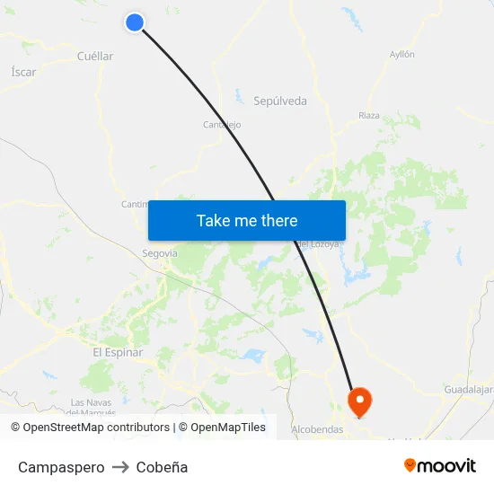 Campaspero to Cobeña map