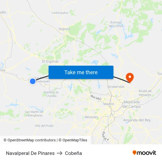 Navalperal De Pinares to Cobeña map
