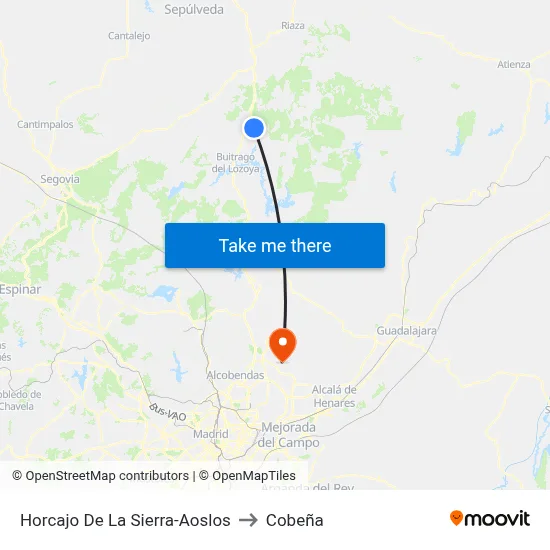 Horcajo De La Sierra-Aoslos to Cobeña map