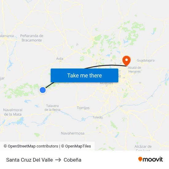 Santa Cruz Del Valle to Cobeña map