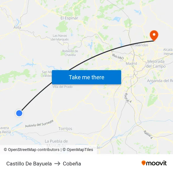 Castillo De Bayuela to Cobeña map