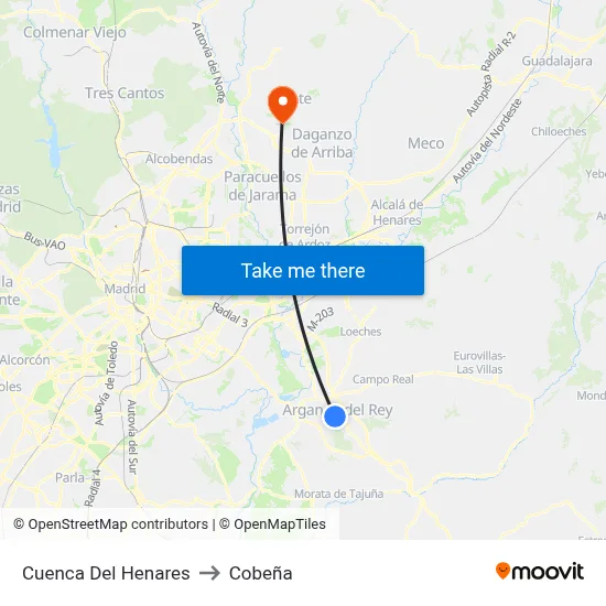 Cuenca Del Henares to Cobeña map