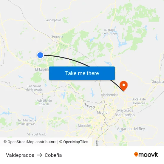 Valdeprados to Cobeña map