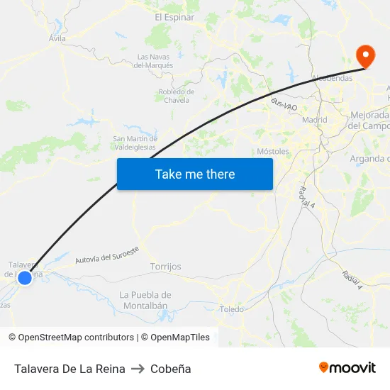 Talavera De La Reina to Cobeña map