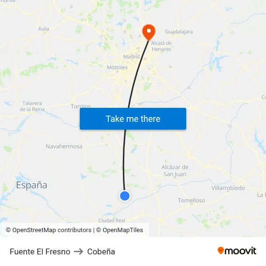 Fuente El Fresno to Cobeña map