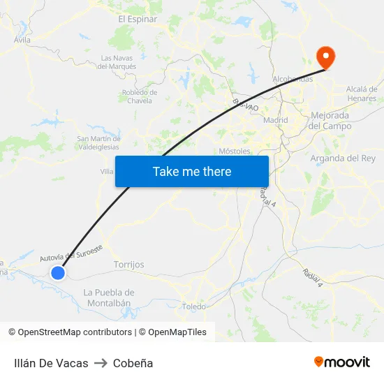 Illán De Vacas to Cobeña map