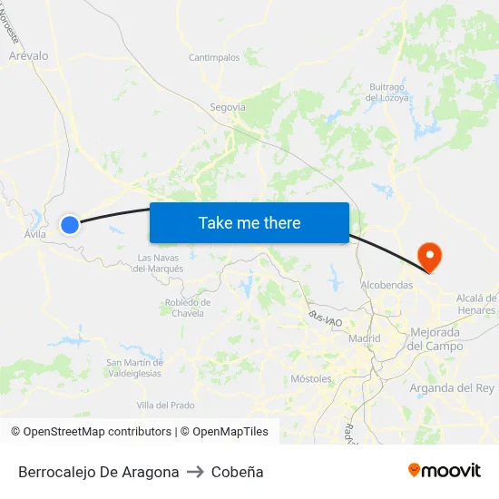 Berrocalejo De Aragona to Cobeña map