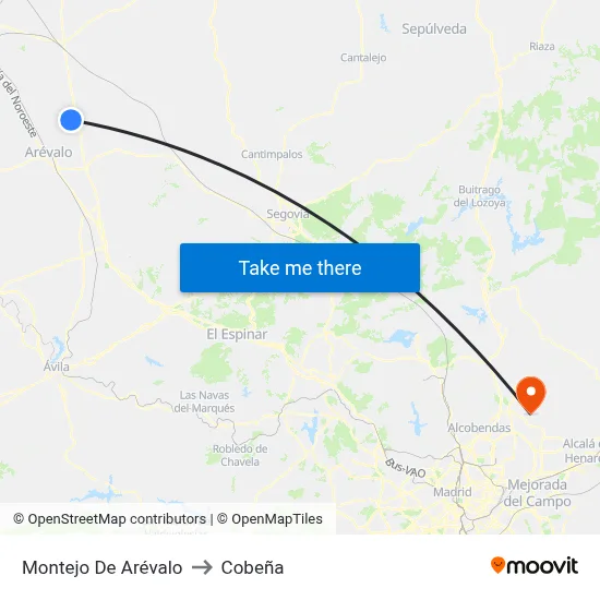Montejo De Arévalo to Cobeña map