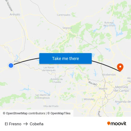 El Fresno to Cobeña map