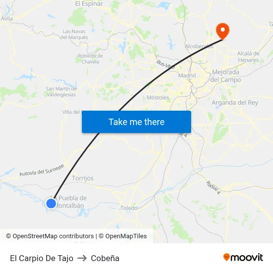 El Carpio De Tajo to Cobeña map
