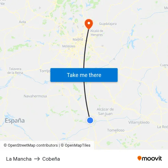 La Mancha to Cobeña map
