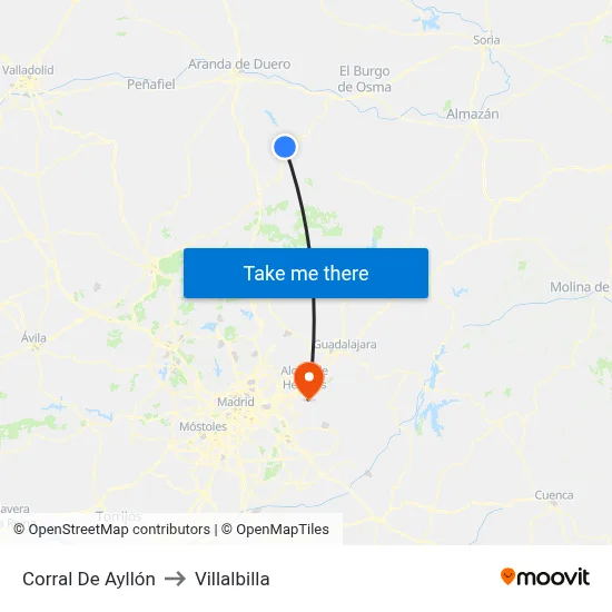 Corral De Ayllón to Villalbilla map