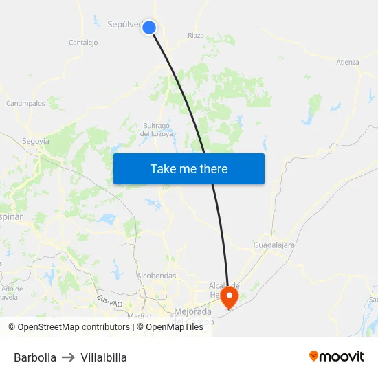 Barbolla to Villalbilla map