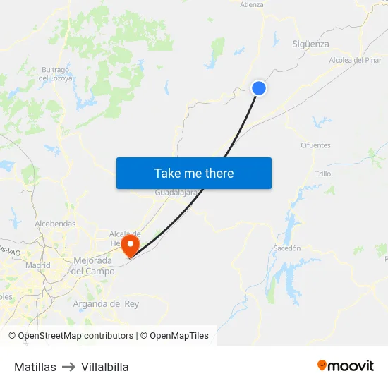 Matillas to Villalbilla map