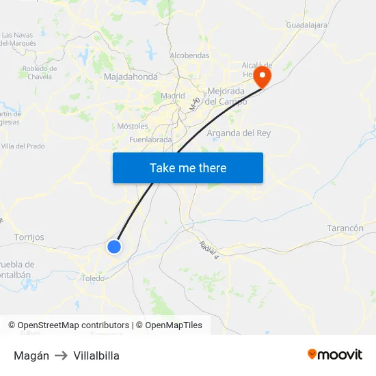 Magán to Villalbilla map