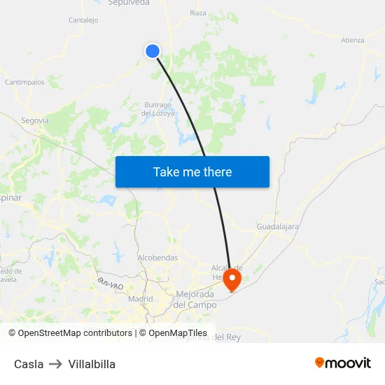 Casla to Villalbilla map