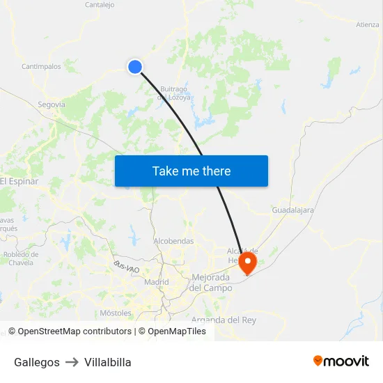 Gallegos to Villalbilla map
