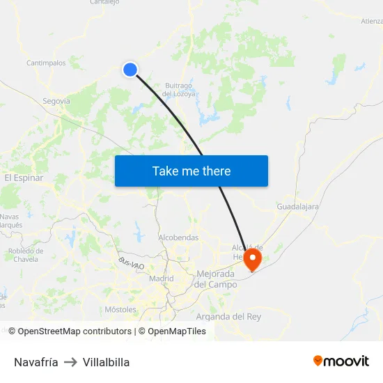 Navafría to Villalbilla map