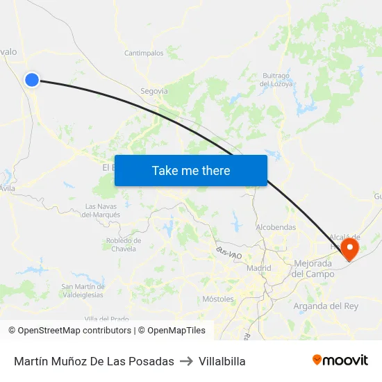 Martín Muñoz De Las Posadas to Villalbilla map