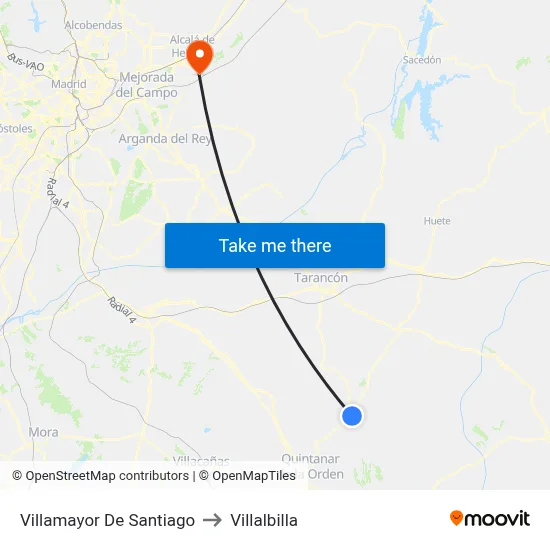 Villamayor De Santiago to Villalbilla map