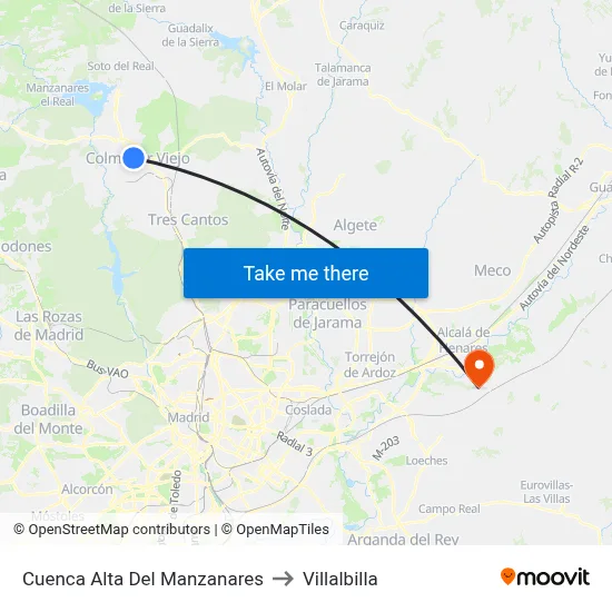 Cuenca Alta Del Manzanares to Villalbilla map