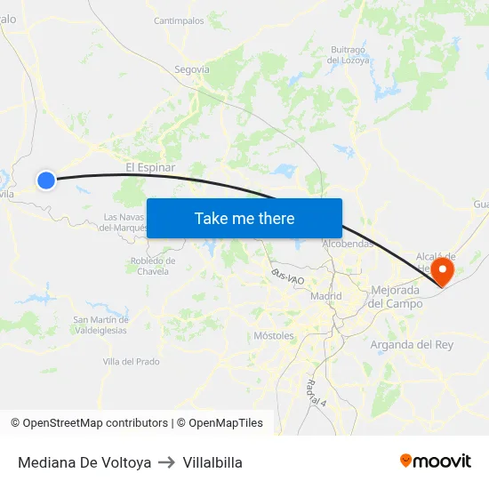 Mediana De Voltoya to Villalbilla map