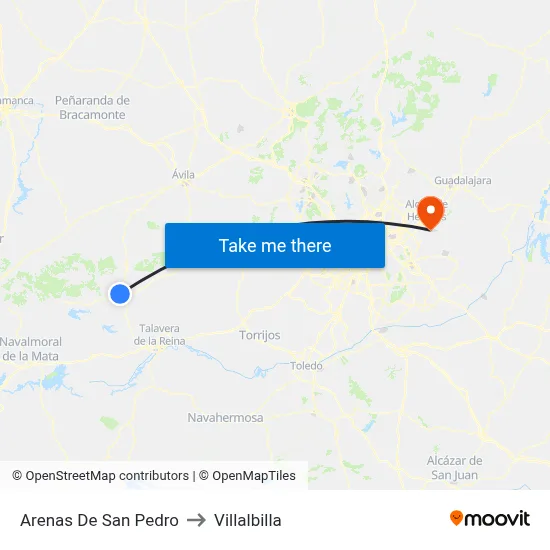 Arenas De San Pedro to Villalbilla map