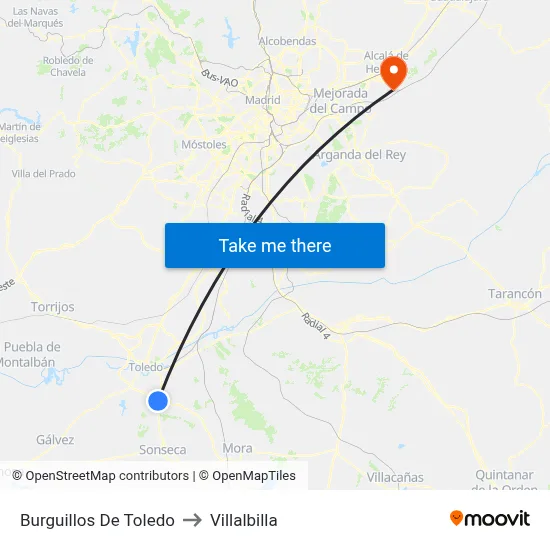 Burguillos De Toledo to Villalbilla map