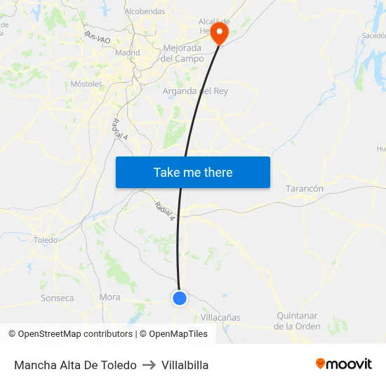 Mancha Alta De Toledo to Villalbilla map