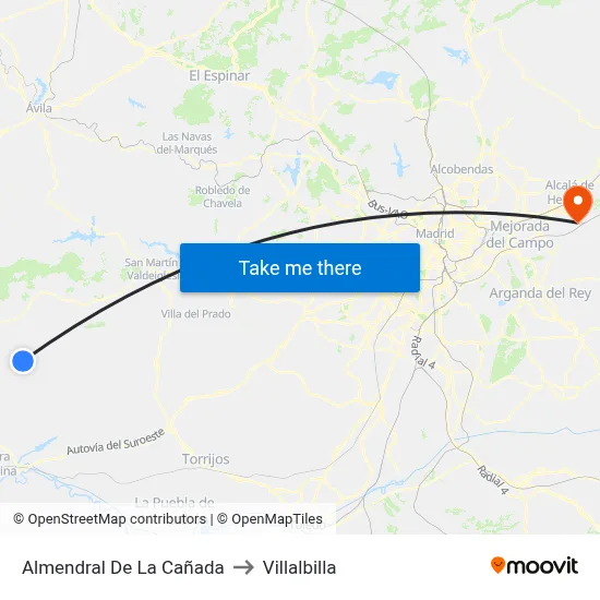Almendral De La Cañada to Villalbilla map