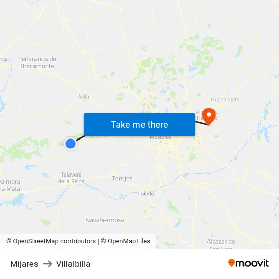 Mijares to Villalbilla map