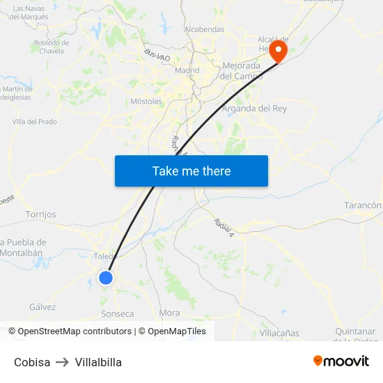 Cobisa to Villalbilla map