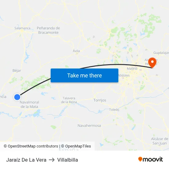 Jaraíz De La Vera to Villalbilla map