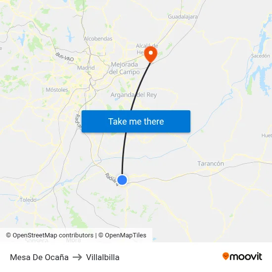 Mesa De Ocaña to Villalbilla map