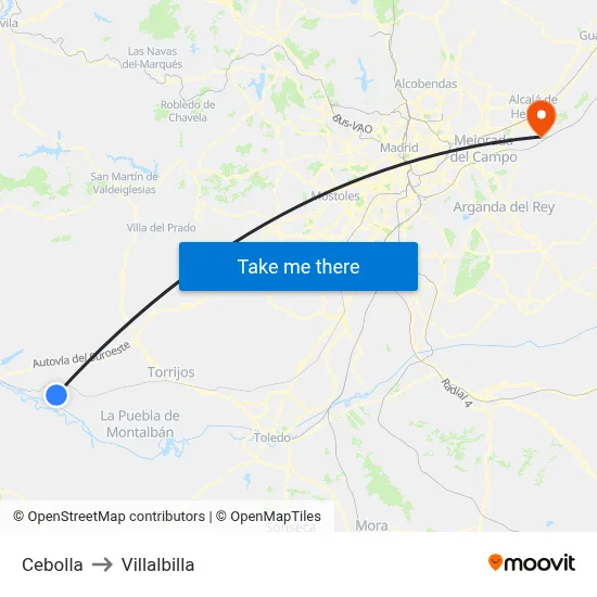Cebolla to Villalbilla map